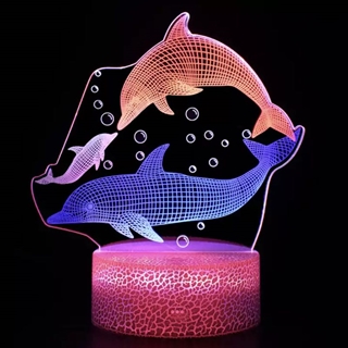 Delfin 3D lampe med RGB farver